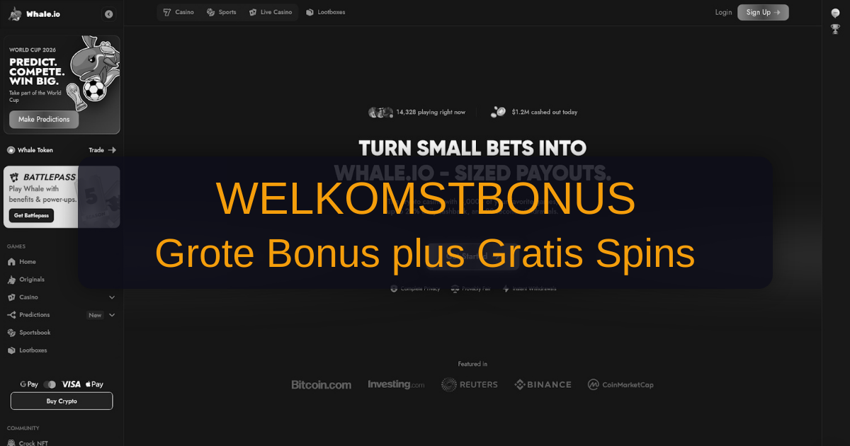 Whale Casino welcome bonus