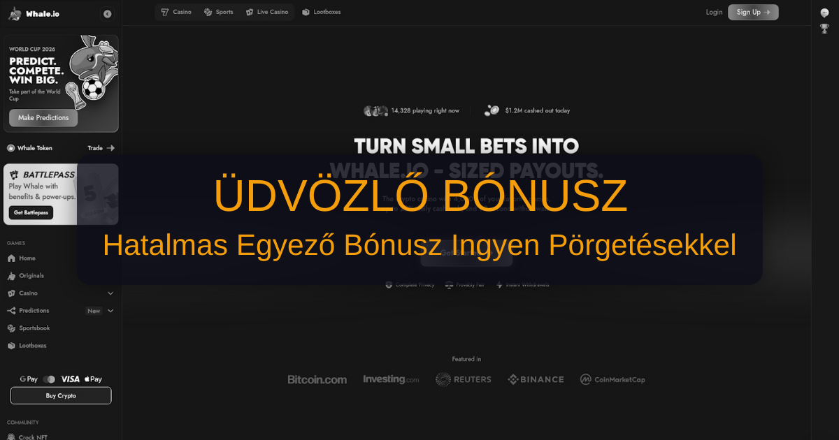 Whale Casino welcome bonus