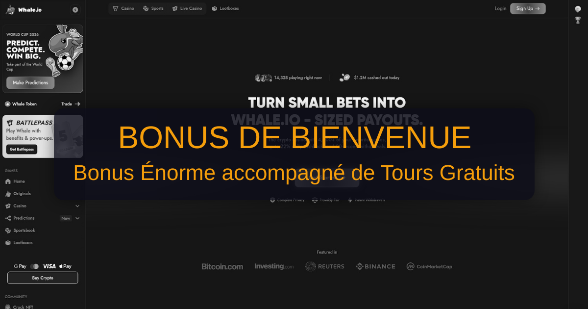 Whale Casino welcome bonus