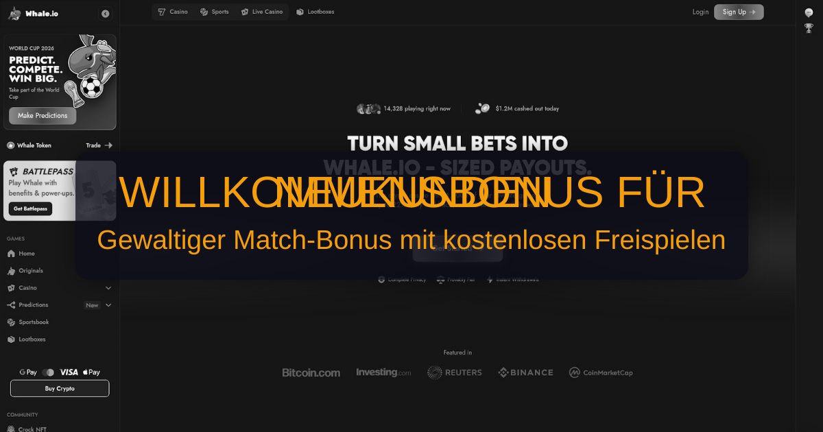 Whale Casino welcome bonus