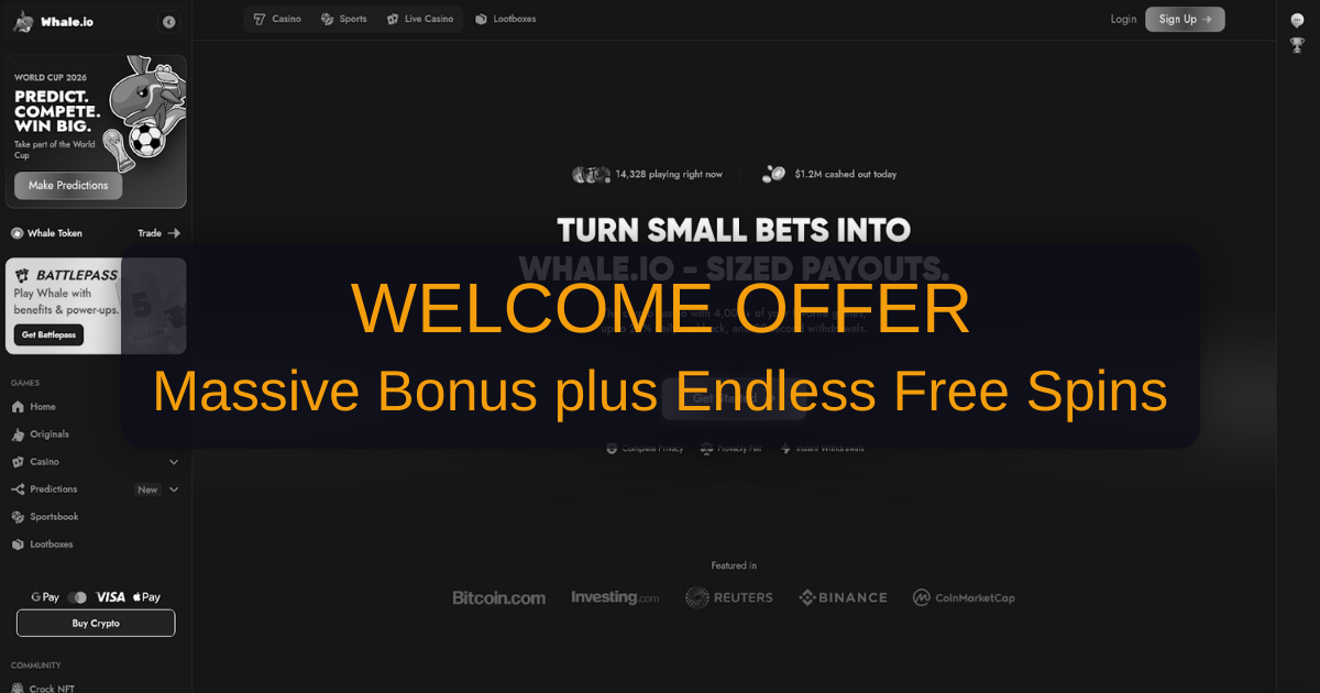 Whale Casino welcome bonus